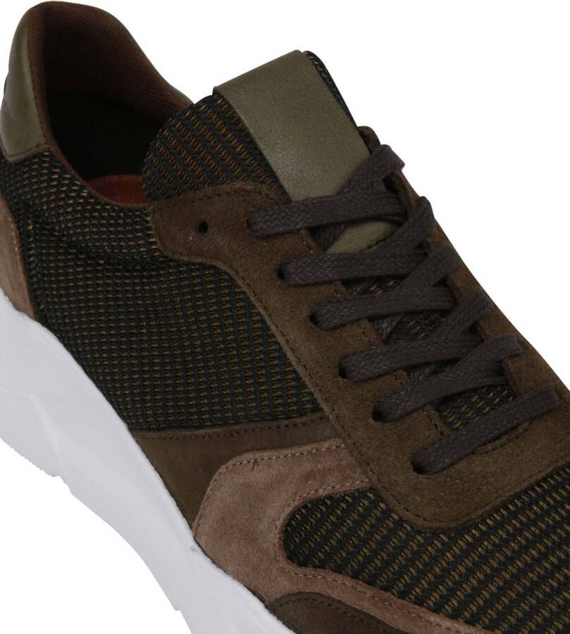 Suitable Sneaker Donkergroen Suede Leer Heren Veterschoenen