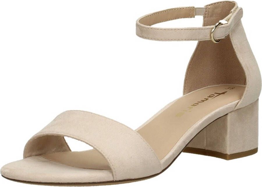 Tamaris Sandalen met hak beige Textiel Dames