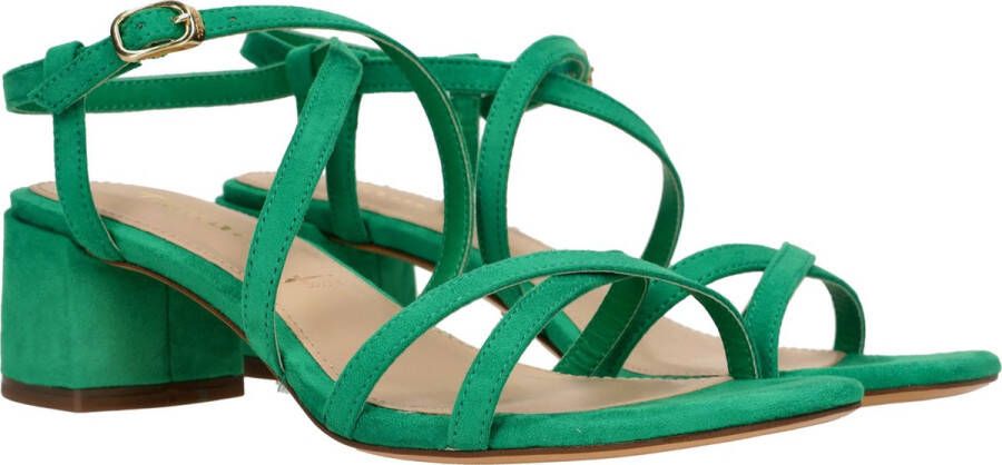 Tamaris Sandalen met hak groen Textiel Dames