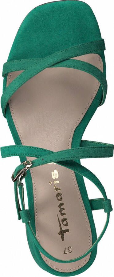 Tamaris Sandalen met hak groen Textiel Dames