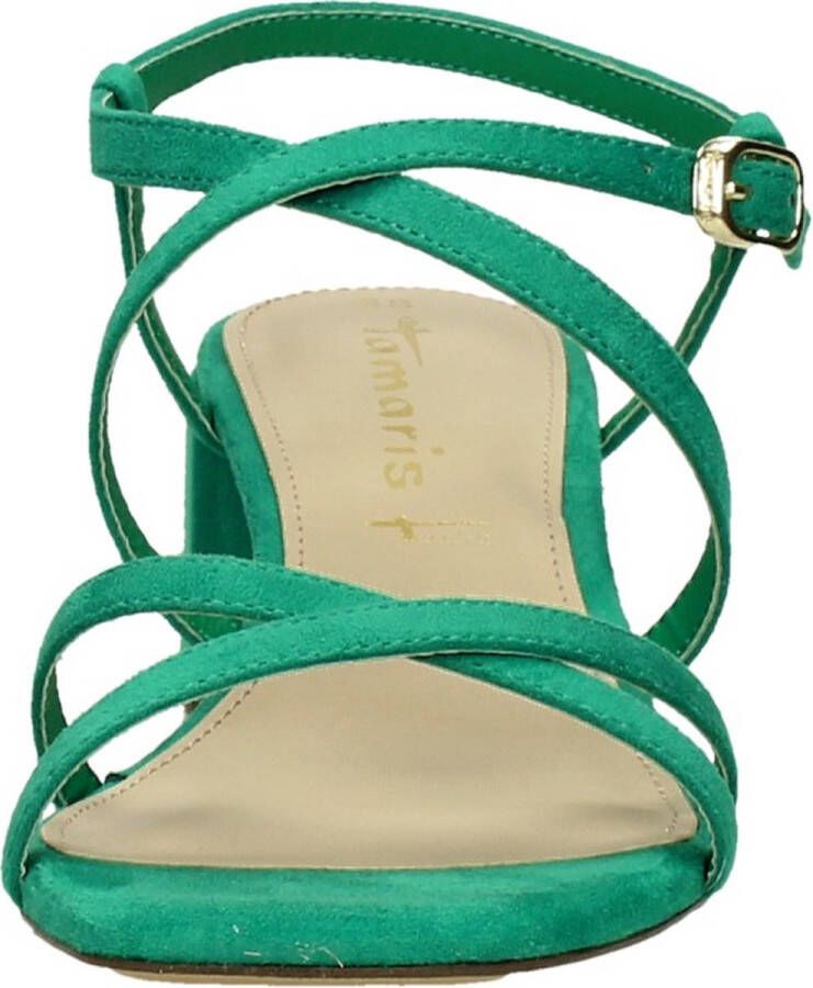 Tamaris Sandalen met hak groen Textiel Dames