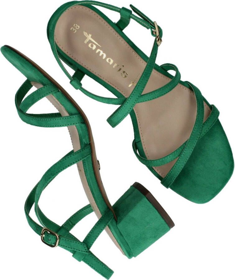 Tamaris Sandalen met hak groen Textiel Dames