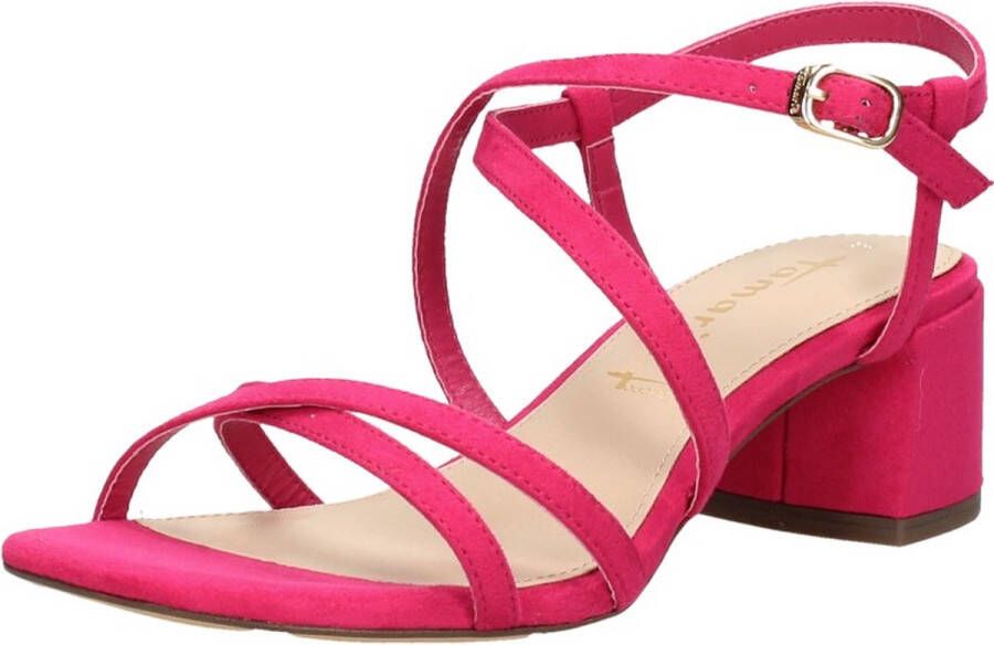 Tamaris Sandalen met hak roze Textiel Dames