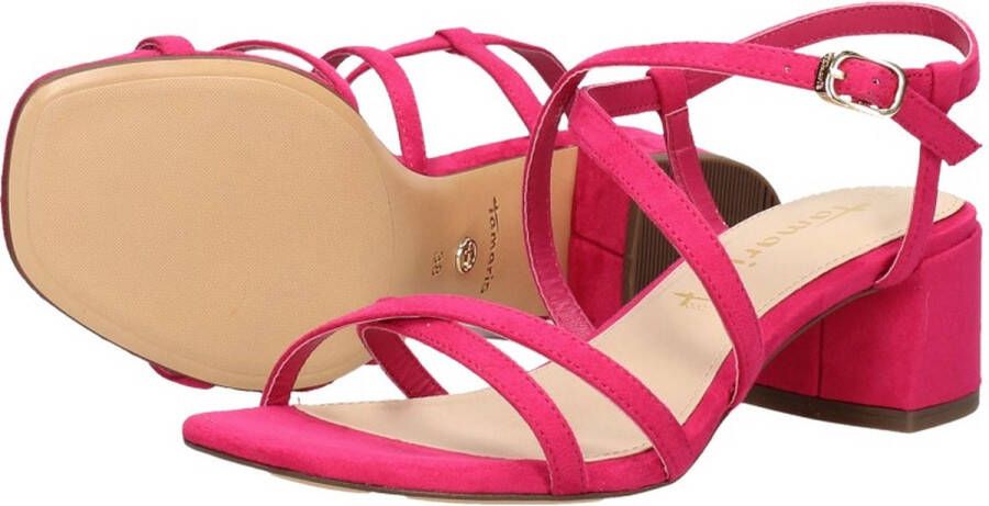 Tamaris Sandalen met hak roze Textiel Dames