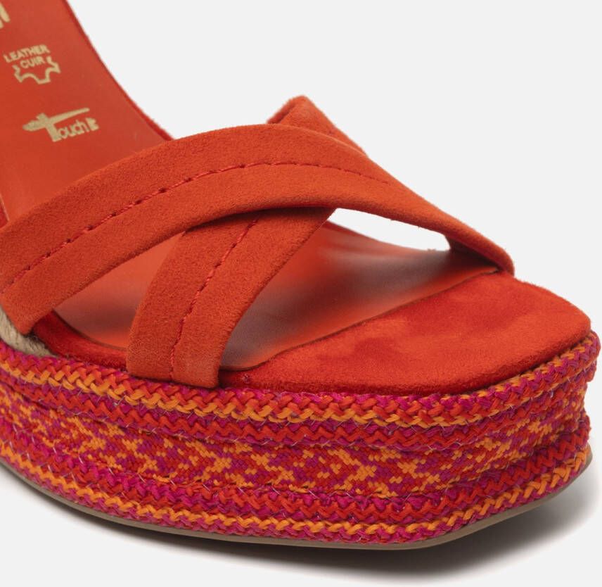 Tamaris Sandalen met Sleehak rood Leer Dames