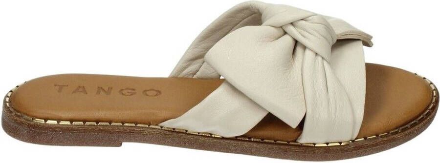 Tango Audrey 1-b bone white bow slipper cognac sole