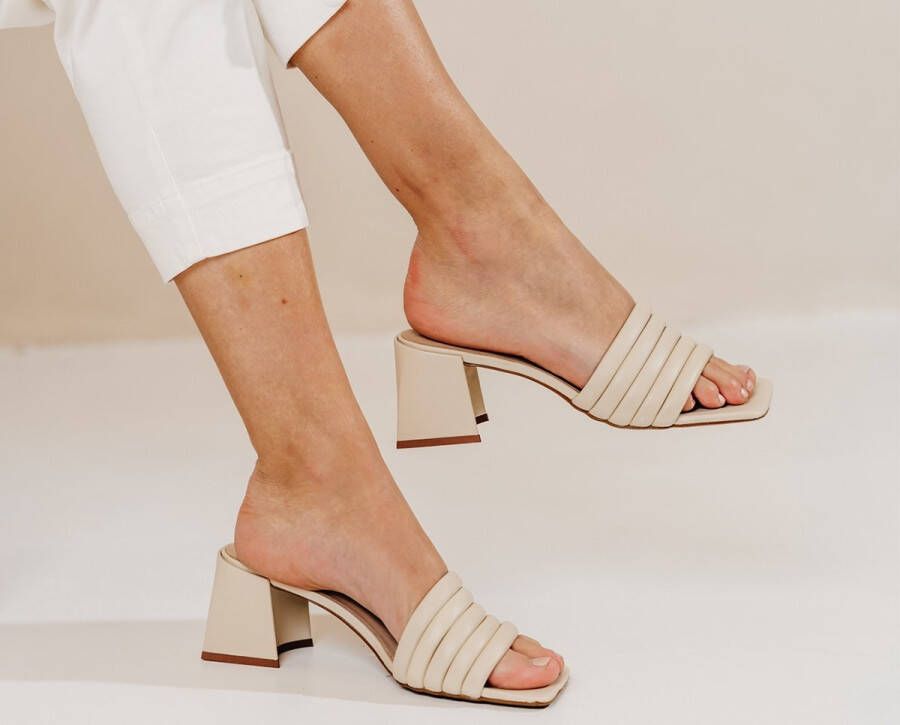 Tango | Laurel 1 a bone white leather mule covered heel sole - Foto 7