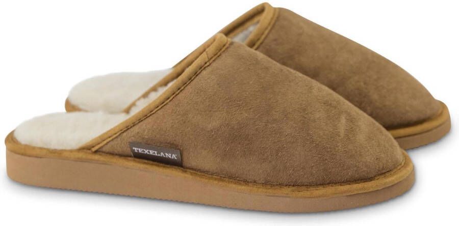 Texelana sloffen en pantoffels voor & pantoffel instapper slipper van schapenvacht met bontrand model RIA