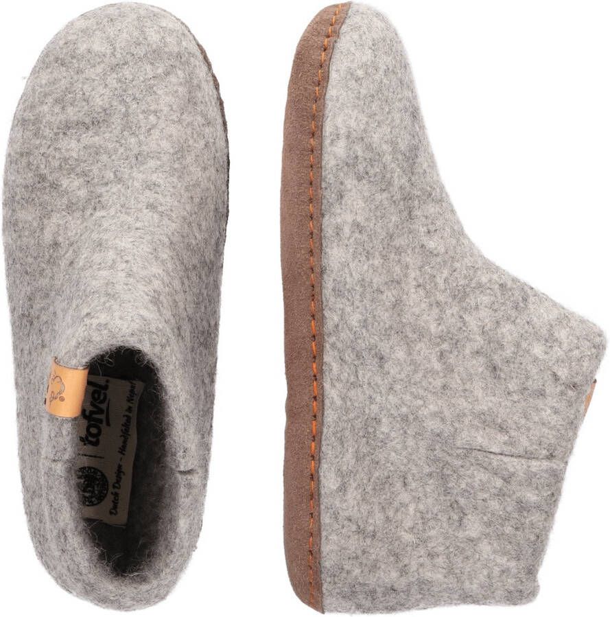 Tofvel Luna Kids Wolvilt Sloffen Marbled Light Grey Grijs Wolvilt TF1111