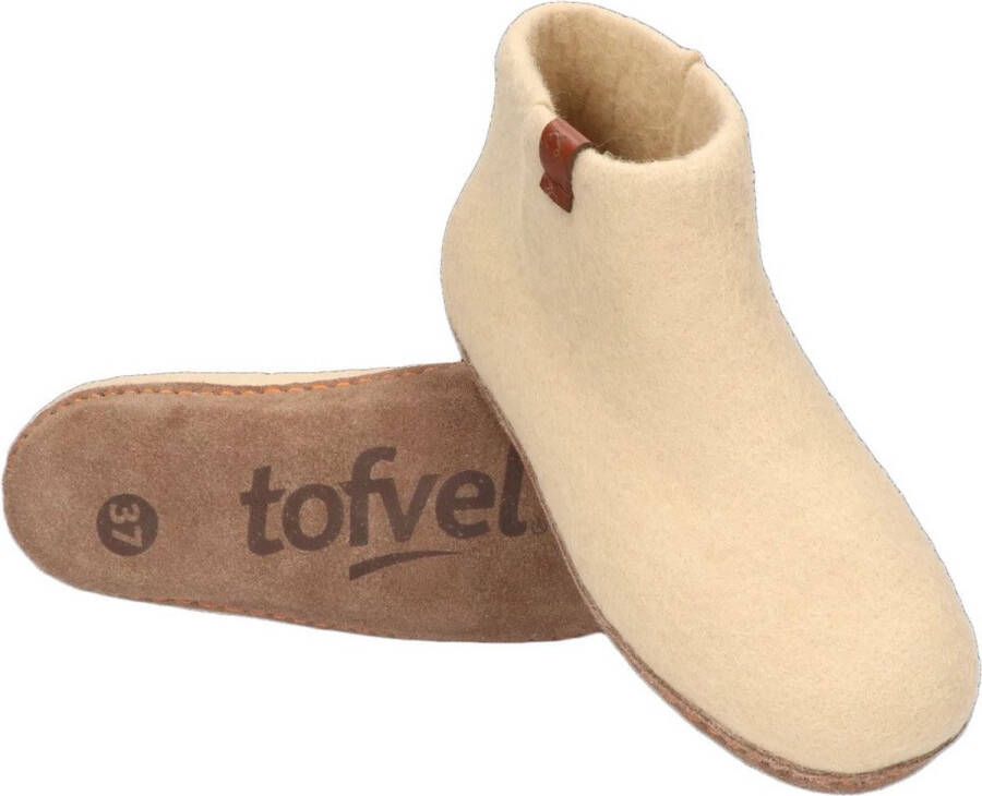 Tofvel Mula Wolvilt Sloffen Almond Beige Wolvilt TF100038