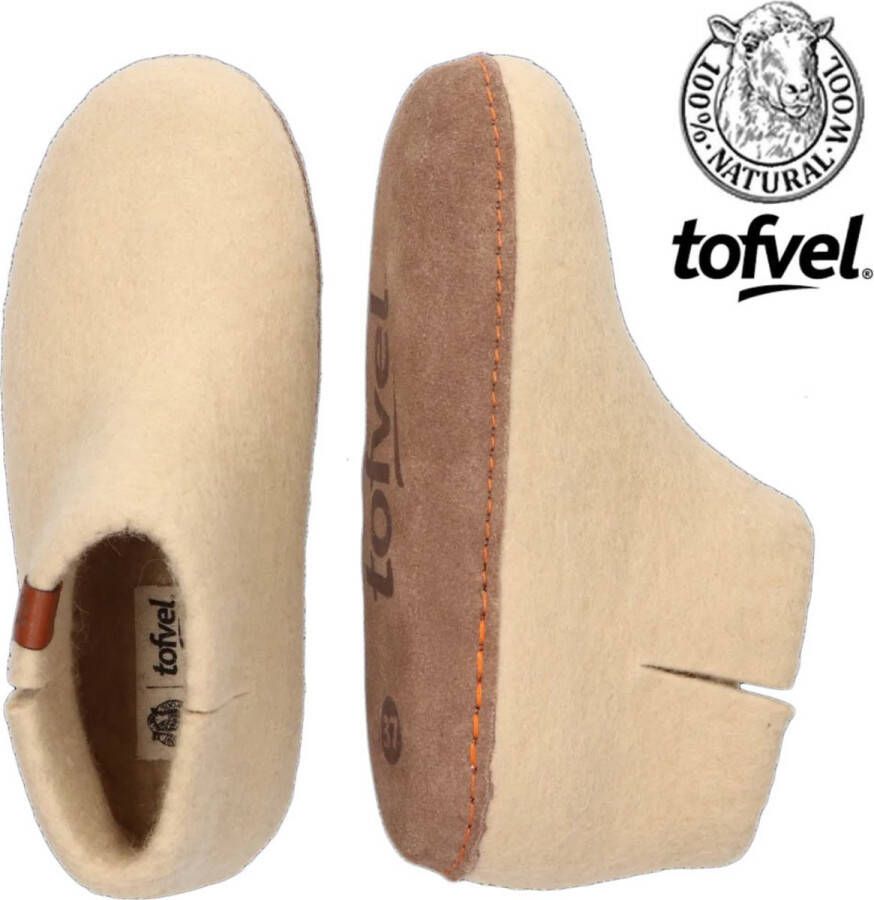 Tofvel Mula Wolvilt Sloffen Almond Beige Wolvilt TF100038