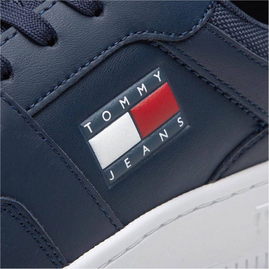 Tommy Hilfiger Retro Basket leren heren sneakers Blauw Uitneembare zool