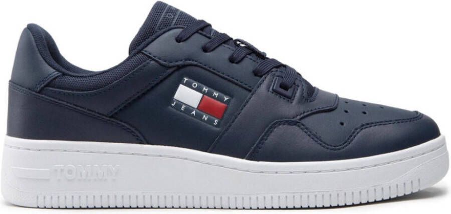 Tommy Hilfiger Retro Basket leren heren sneakers Blauw Uitneembare zool