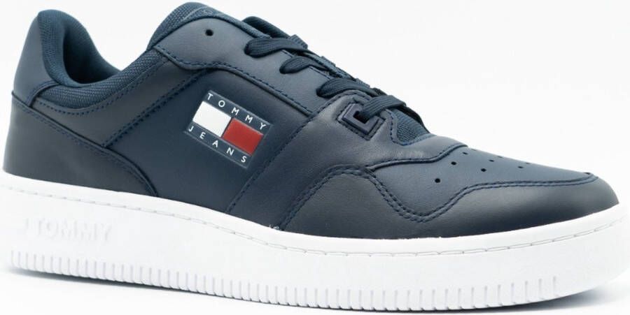 Tommy Hilfiger Retro Basket leren heren sneakers Blauw Uitneembare zool