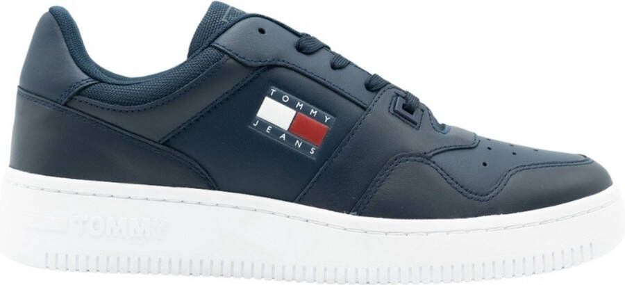 Tommy Hilfiger Retro Basket leren heren sneakers Blauw Uitneembare zool