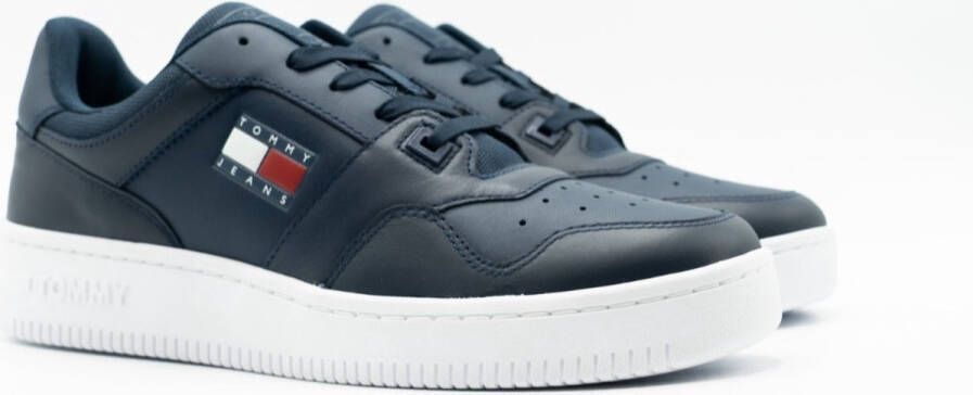 Tommy Hilfiger Retro Basket leren heren sneakers Blauw Uitneembare zool