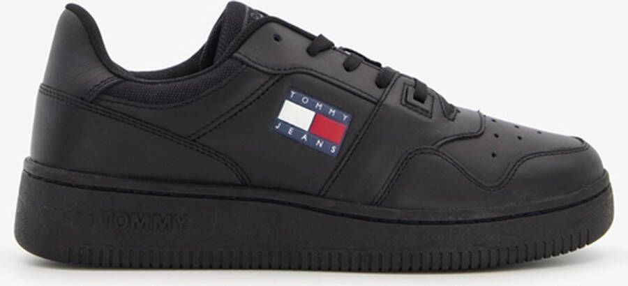 Tommy Hilfiger Retro Basket leren heren sneakers Zwart Uitneembare zool