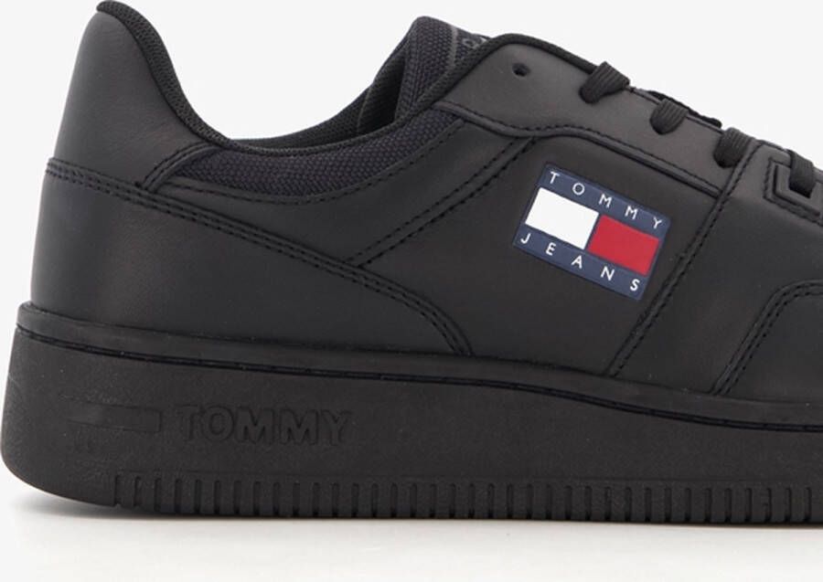 Tommy Hilfiger Retro Basket leren heren sneakers Zwart Uitneembare zool