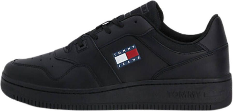 Tommy Hilfiger Retro Basket leren heren sneakers Zwart Uitneembare zool