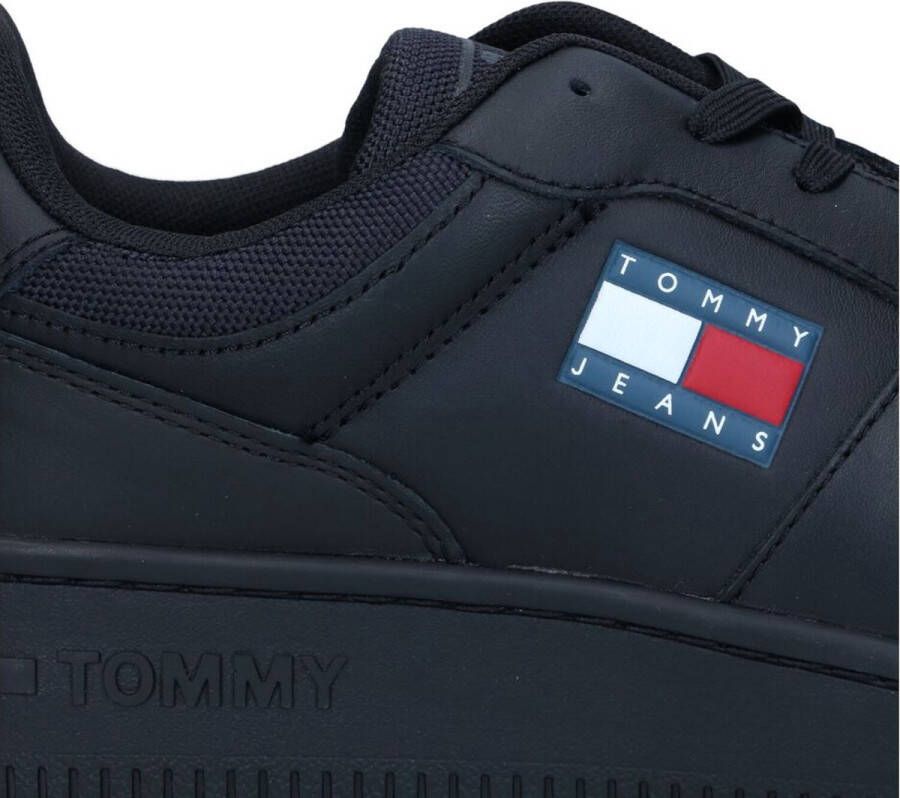 Tommy Hilfiger Retro Basket leren heren sneakers Zwart Uitneembare zool