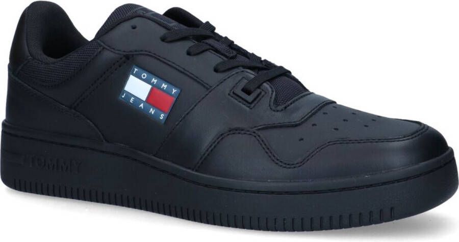 Tommy Hilfiger Retro Basket leren heren sneakers Zwart Uitneembare zool