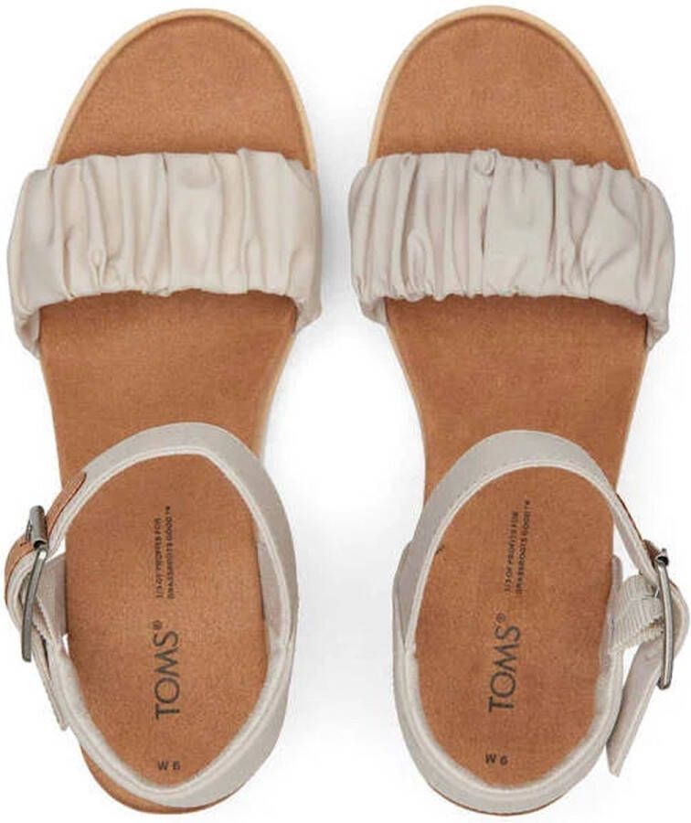 TOMS Diana Ruched Woven Beige Wedge Sandaal