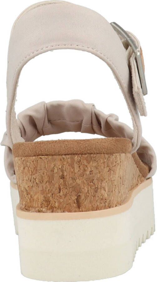 TOMS Diana Ruched Woven Beige Wedge Sandaal