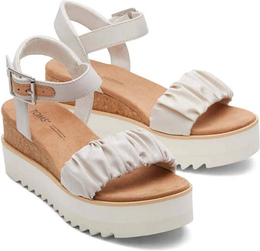 TOMS Diana Ruched Woven Beige Wedge Sandaal