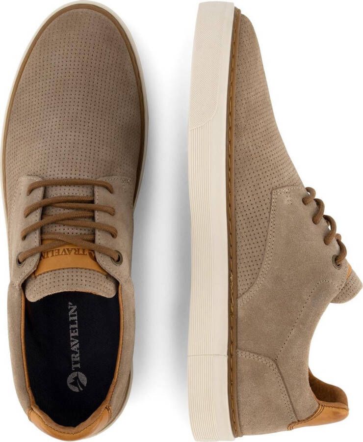 Travelin ' Chetton Suede leren herensneakers Veterschoenen Zand Beige leer