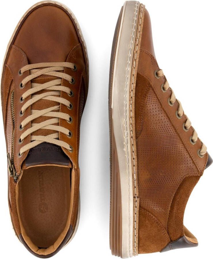 Travelin ' Coventry Casual leren herensneakers met rits Cognac Bruin leer