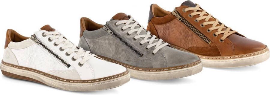 Travelin ' Coventry Casual leren herensneakers met rits Cognac Bruin leer