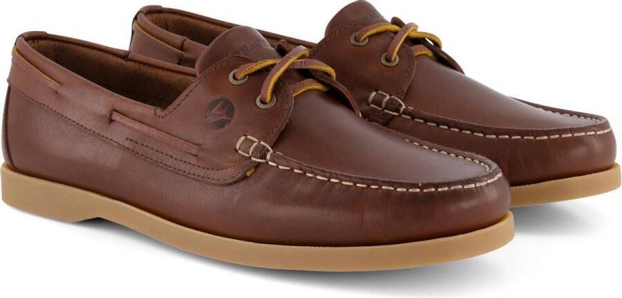 Travelin ' Exmouth Heren Leren Moccasins met veter Boot schoen Bruin Leer