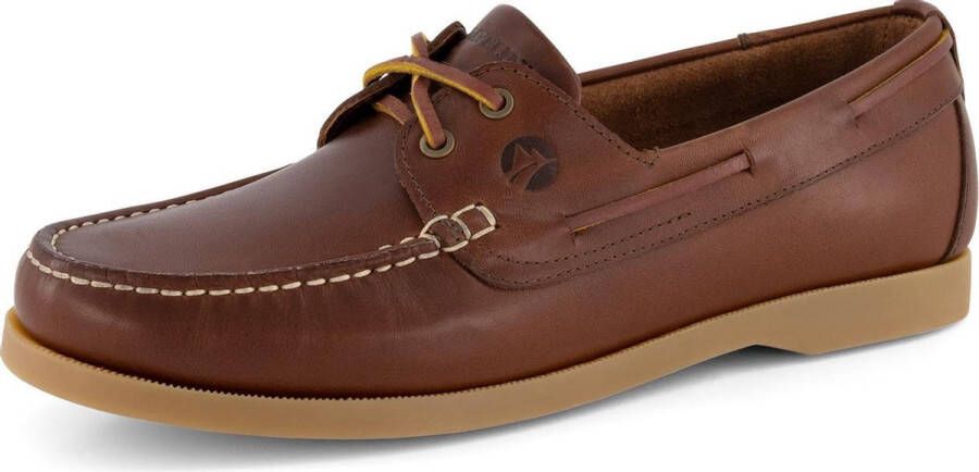 Travelin ' Exmouth Heren Leren Moccasins met veter Boot schoen Bruin Leer