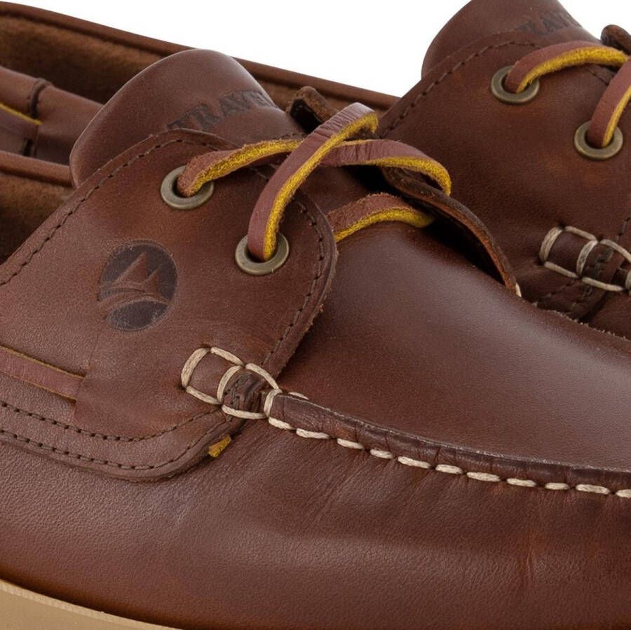 Travelin ' Exmouth Heren Leren Moccasins met veter Boot schoen Bruin Leer