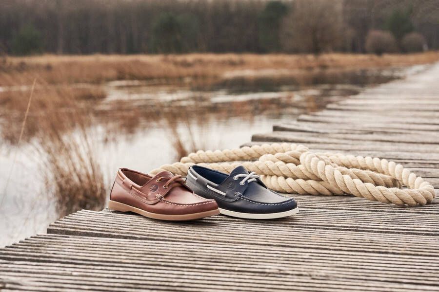 Travelin ' Exmouth Heren Leren Moccasins met veter Boot schoen Bruin Leer