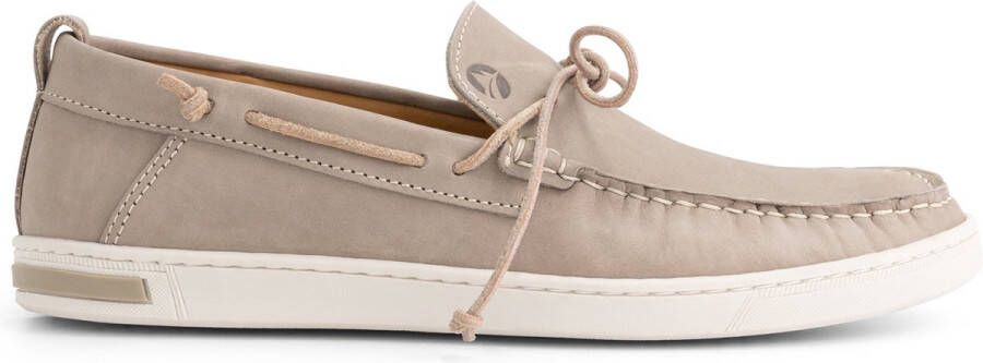 Travelin ' Falmouth Heren Leren Moccasins met veter Bootschoenen Instappers Grijs Leer