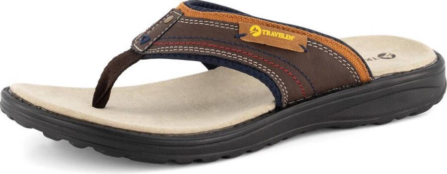 Travelin ' Fiksdal Heren Teenslipper Outdoor- Sport- en Wandelsandalen met Profielzool Bruin