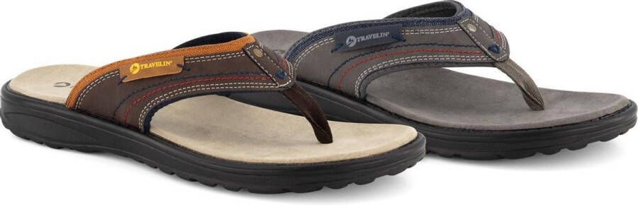 Travelin ' Fiksdal Heren Teenslipper Outdoor- Sport- en Wandelsandalen met Profielzool Bruin