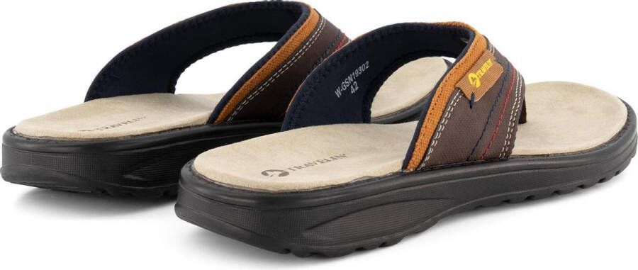 Travelin ' Fiksdal Heren Teenslipper Outdoor- Sport- en Wandelsandalen met Profielzool Bruin