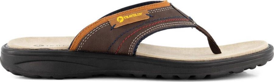 Travelin ' Fiksdal Heren Teenslipper Outdoor- Sport- en Wandelsandalen met Profielzool Bruin