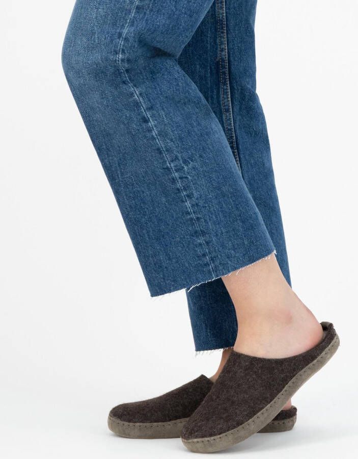 Travelin ' Get-Home Dames Slip-On sloffen Wollen pantoffels Suede zool Bruin