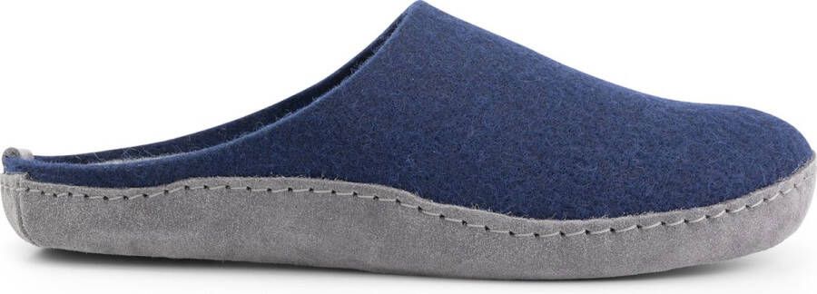 Travelin ' Get-Home Dames Sloffen Wollen Pantoffels Instappers met suède zool Navy Blauw