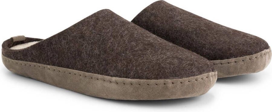 Travelin ' Get-Home Heren Slip-On sloffen Wollen pantoffels Suede zool Bruin