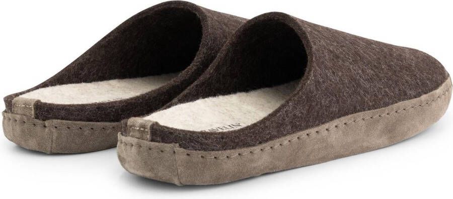 Travelin ' Get-Home Heren Slip-On sloffen Wollen pantoffels Suede zool Bruin