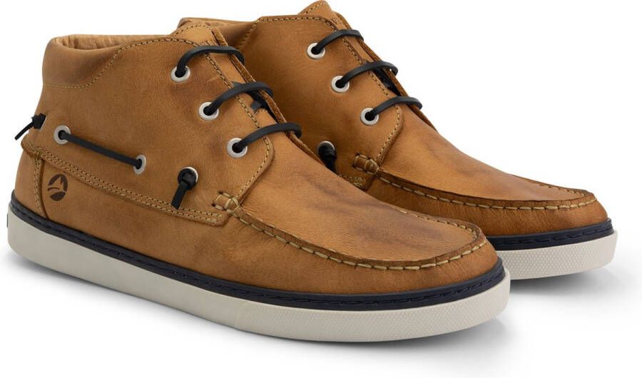 Travelin ' Helford hoge zomerschoenen heren leren Mocassins hoog Veterschoenen mannen Lichtbruin leer