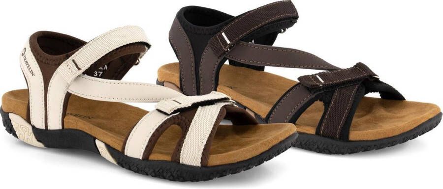 Travelin ' Helsem PU leren Dames sandaal Wandelsandalen met profielzool Bruin leer