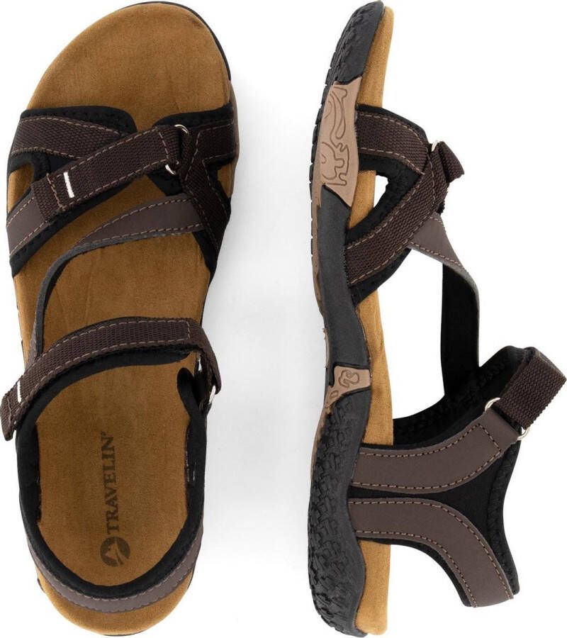 Travelin ' Helsem PU leren Dames sandaal Wandelsandalen met profielzool Bruin leer