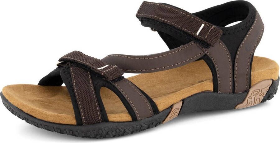 Travelin ' Helsem PU leren Dames sandaal Wandelsandalen met profielzool Bruin leer