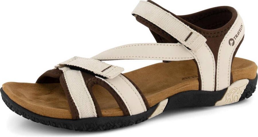 Travelin ' Helsem PU leren Dames sandaal Wandelsandalen met profielzool Wit leer