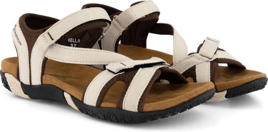 Travelin ' Helsem PU leren Dames sandaal Wandelsandalen met profielzool Wit leer